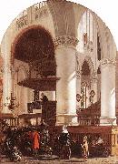 WITTE, Emanuel de Interior of the Oude Kerk at Delft during a Sermon oil painting reproduction